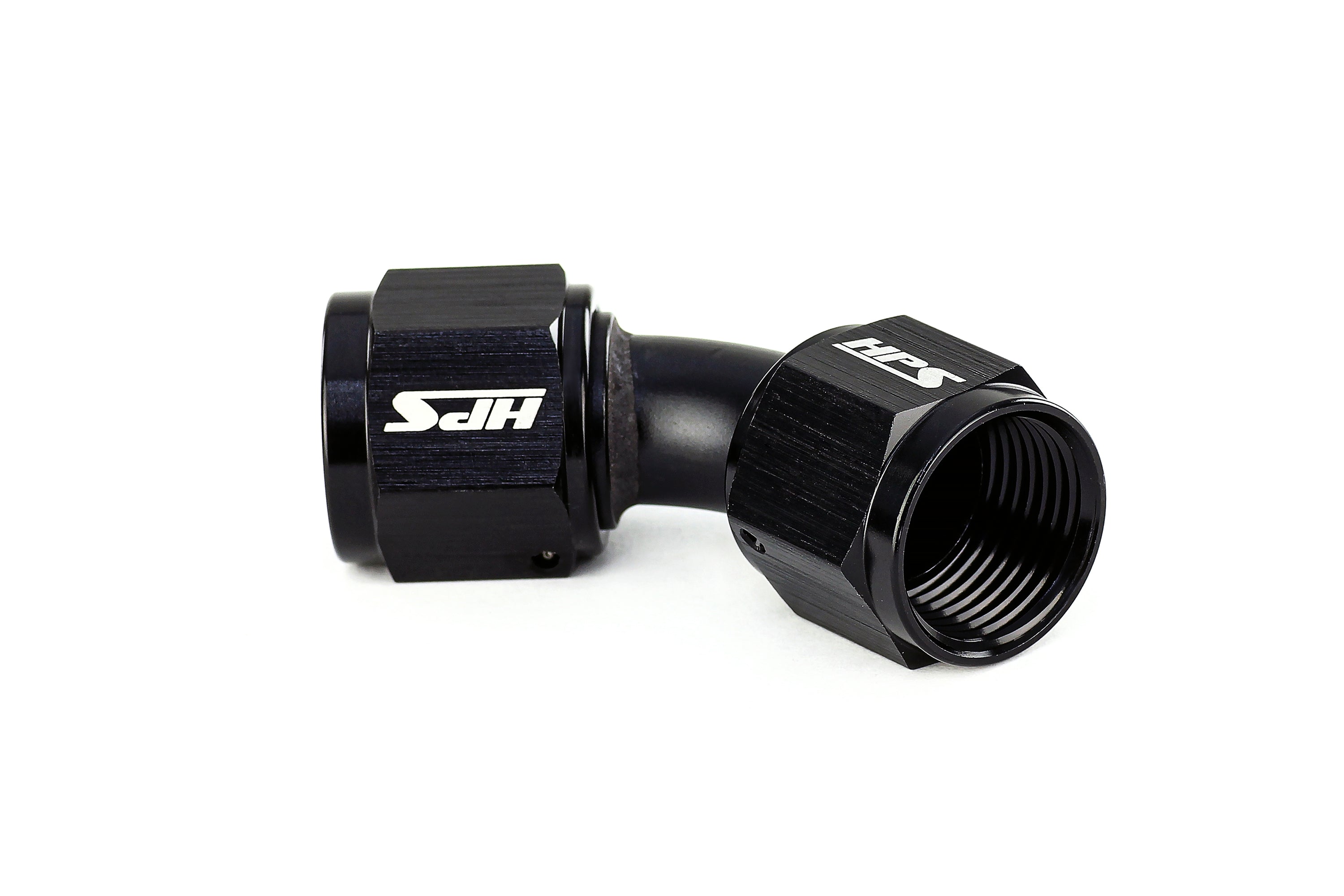 HPS Performance 45 Degree -8 AN Female to Female Swivel Coupling Adapter, Aluminum, Black