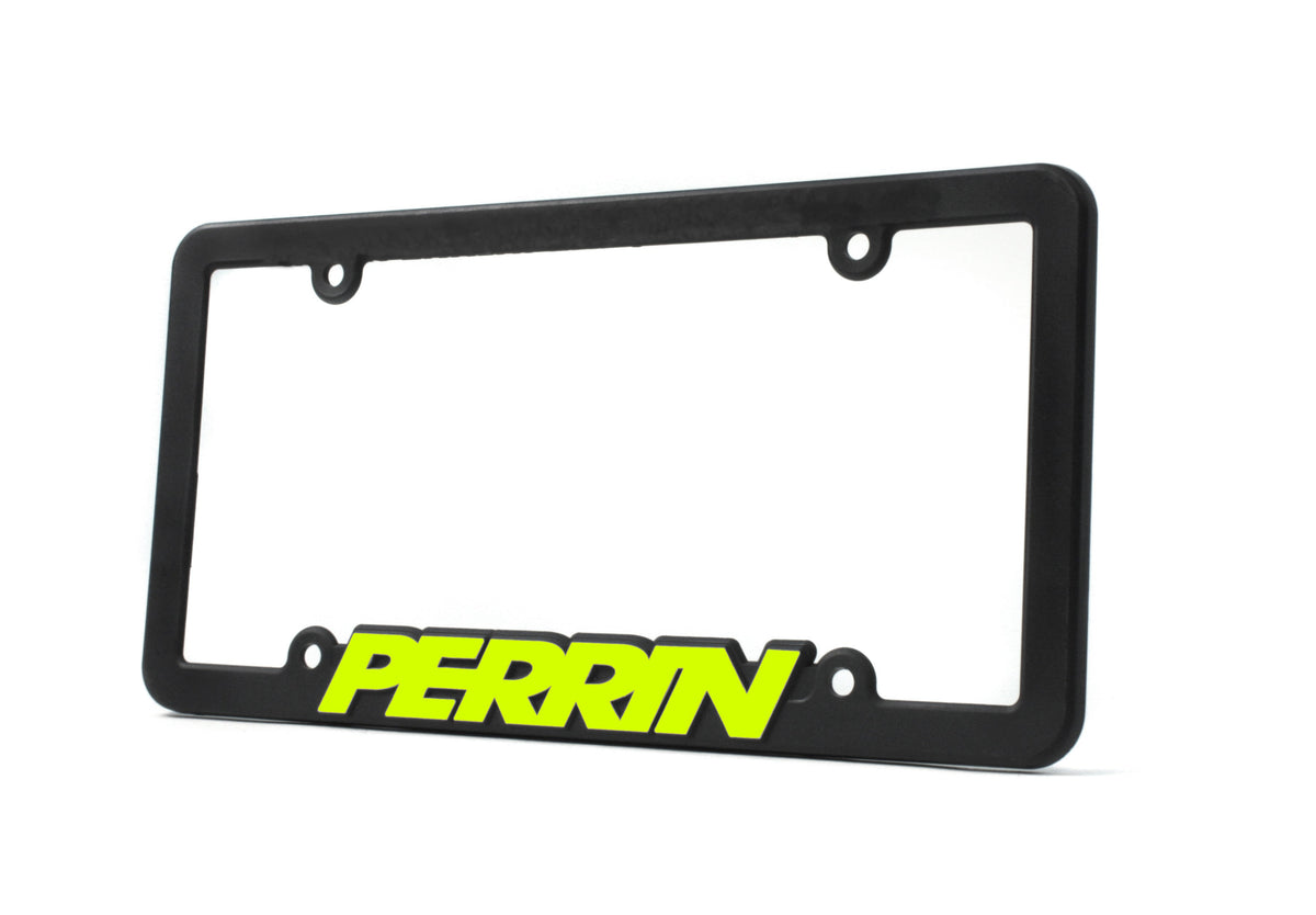 PERRIN license plate frame with Neon Yellow logo