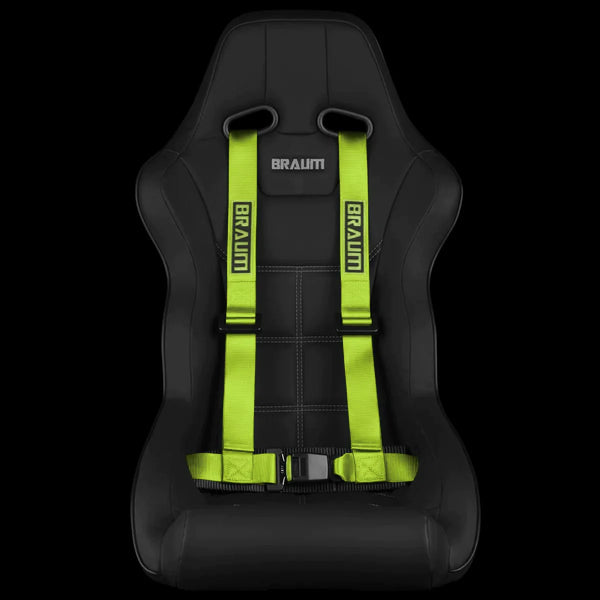 BRAUM Racing 4 Point 2" Strap Racing Single Harness - Lime Green