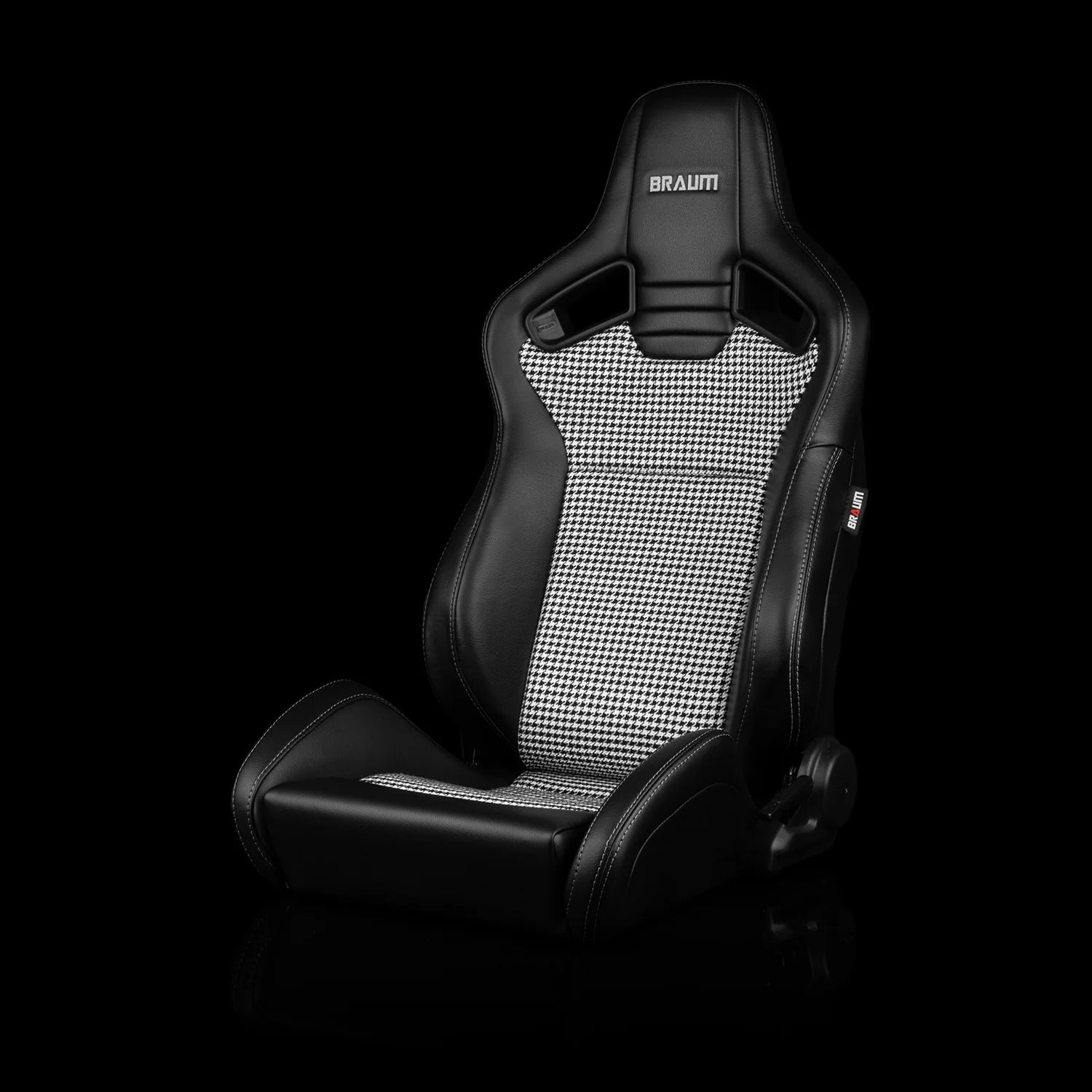Braum Racing ELITE V2 Series Sport Reclinable Seats PAIR - Black Leatherette / Houndstooth Fabric