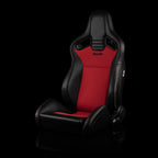 Braum Racing ELITE V2 Series Sport Reclinable Seats PAIR - Black Leatherette / Red Fabric