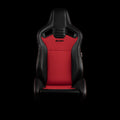 Braum Racing ELITE V2 Series Sport Reclinable Seats PAIR - Black Leatherette / Red Fabric
