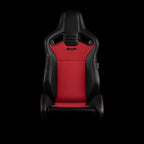 Braum Racing ELITE V2 Series Sport Reclinable Seats PAIR - Black Leatherette / Red Fabric