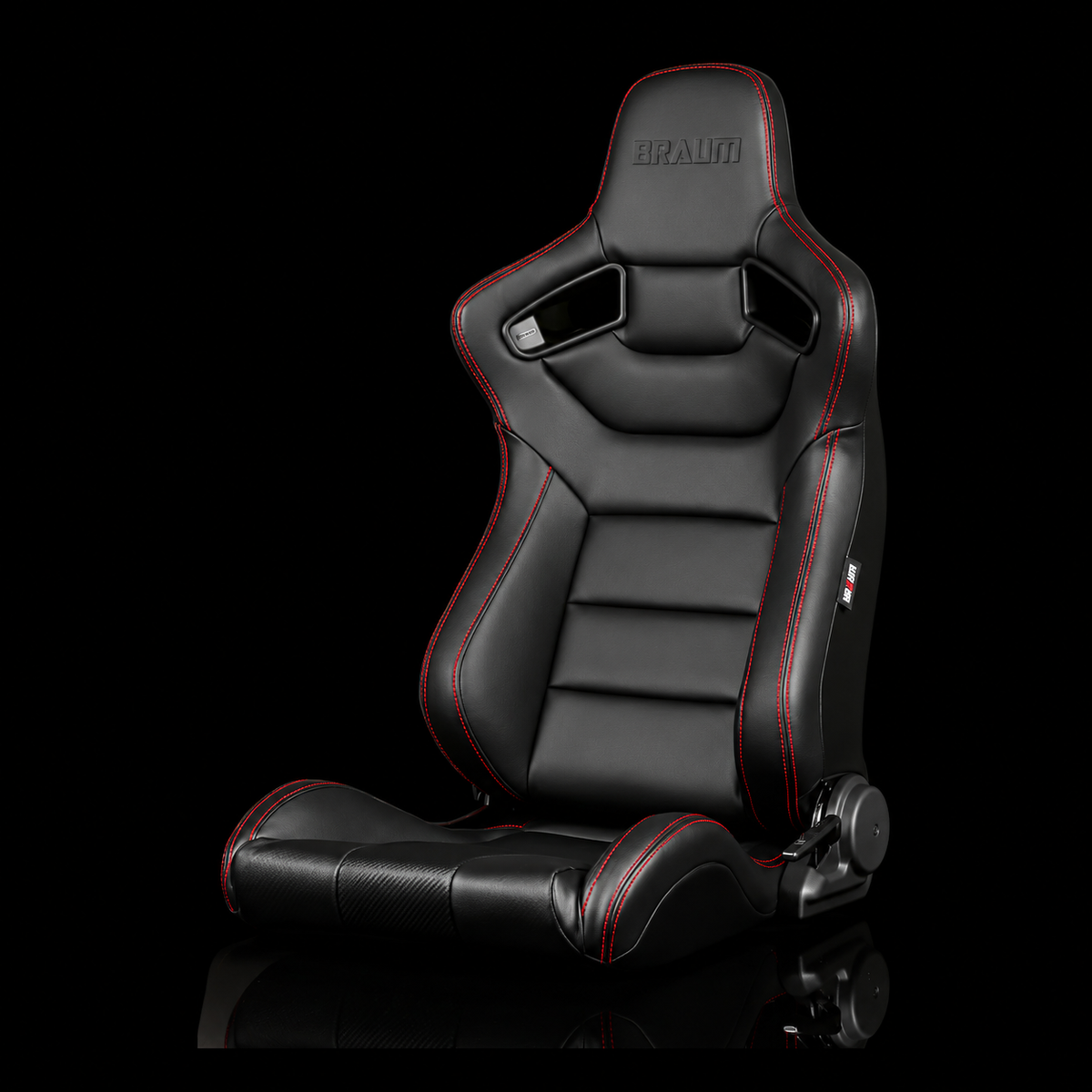 Braum BRR1-BKRS — Black Leatherette | Red Stitching