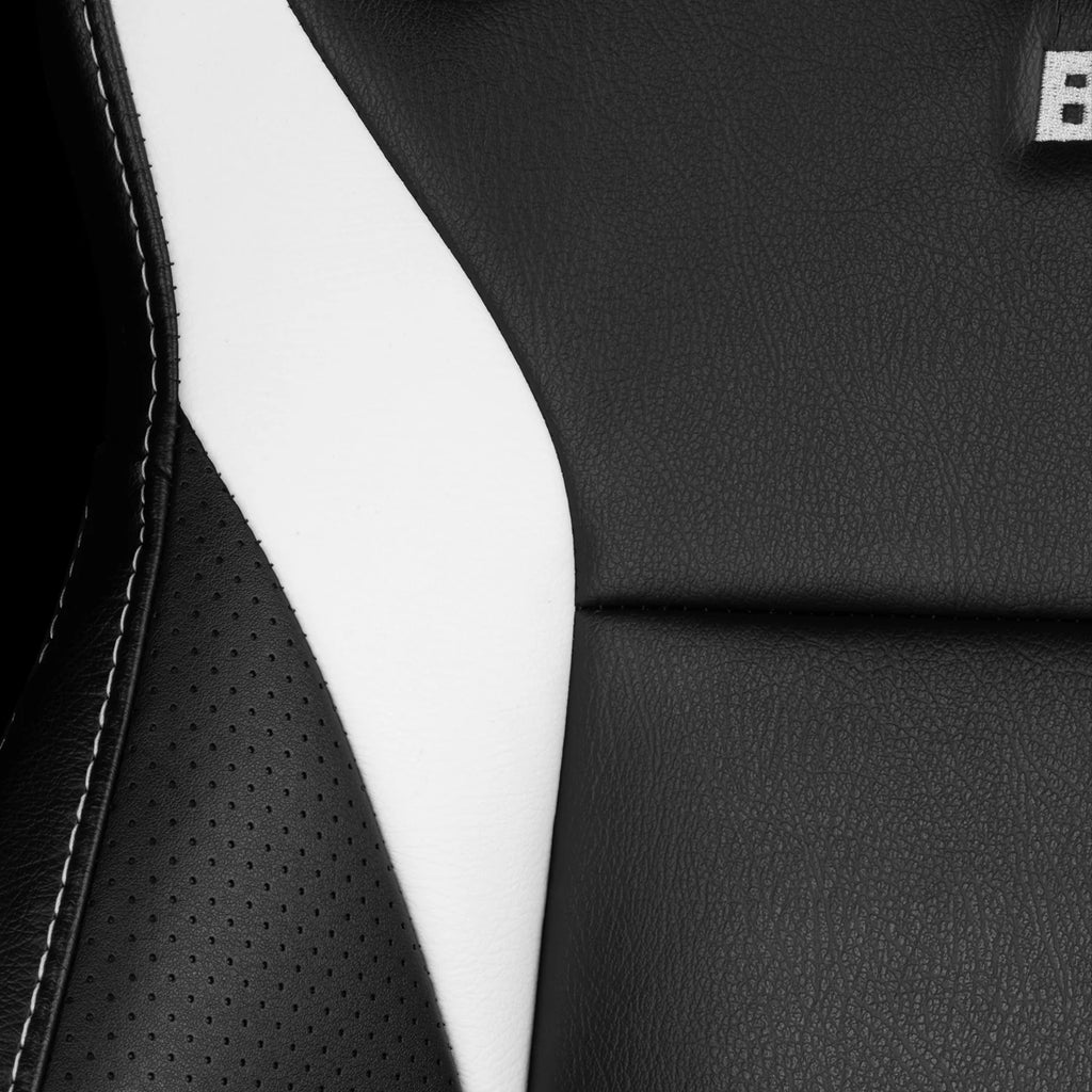 Braum Racing ELITE V2 Series Sport Reclinable Seats PAIR - Black / White Leatherette