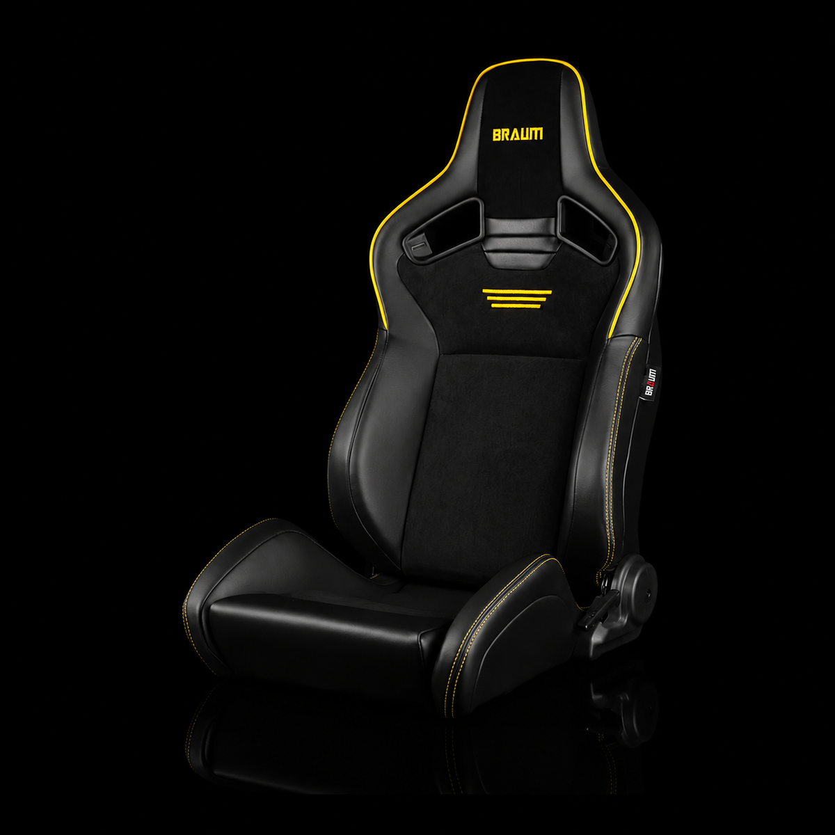 Braum BRR1-BSYS2 — Black Leatherette | Black Suede | Yellow Piping