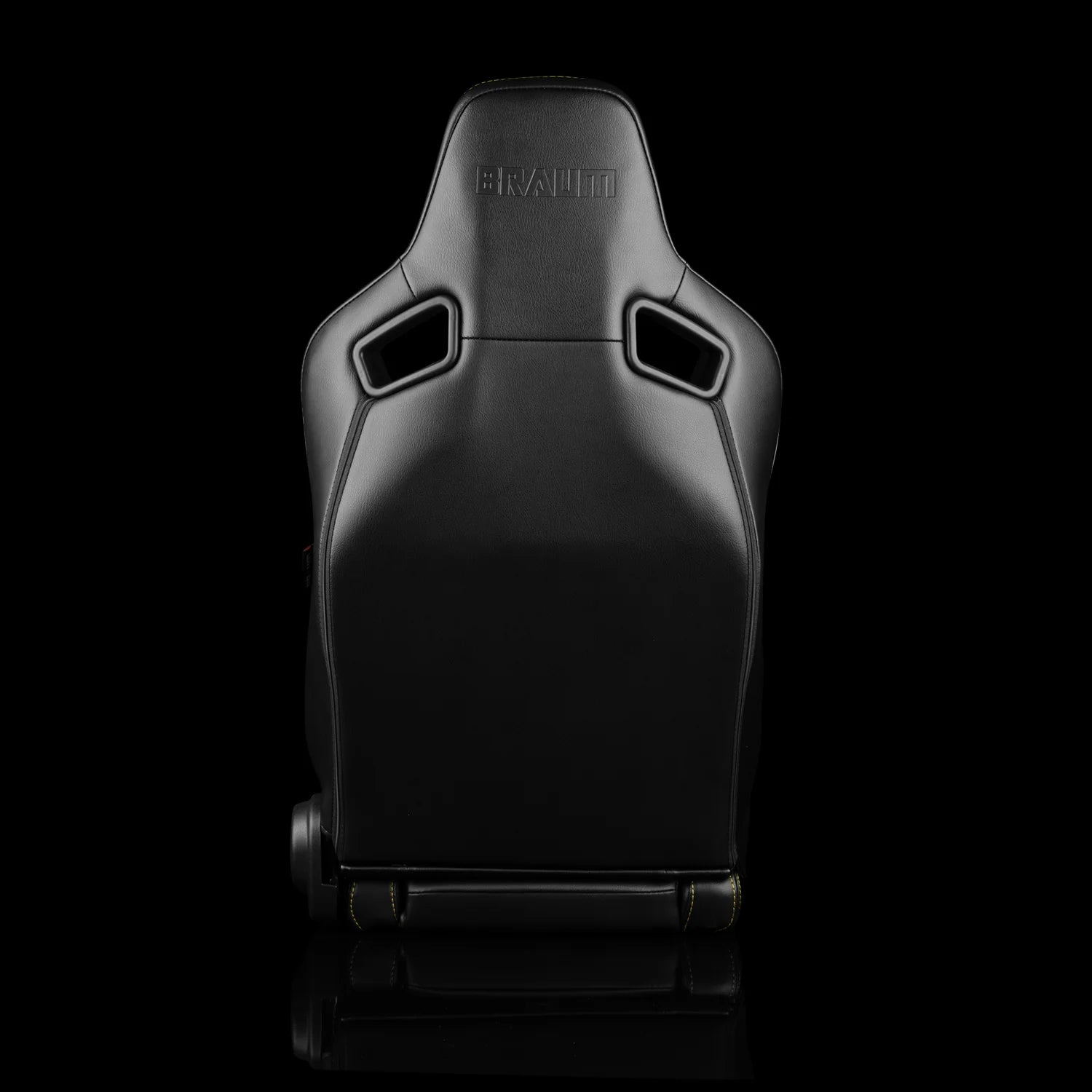 Braum Racing ELITE V2 Series Sport Reclinable Seats PAIR - Black Leatherette / Black Suede / Yellow Piping