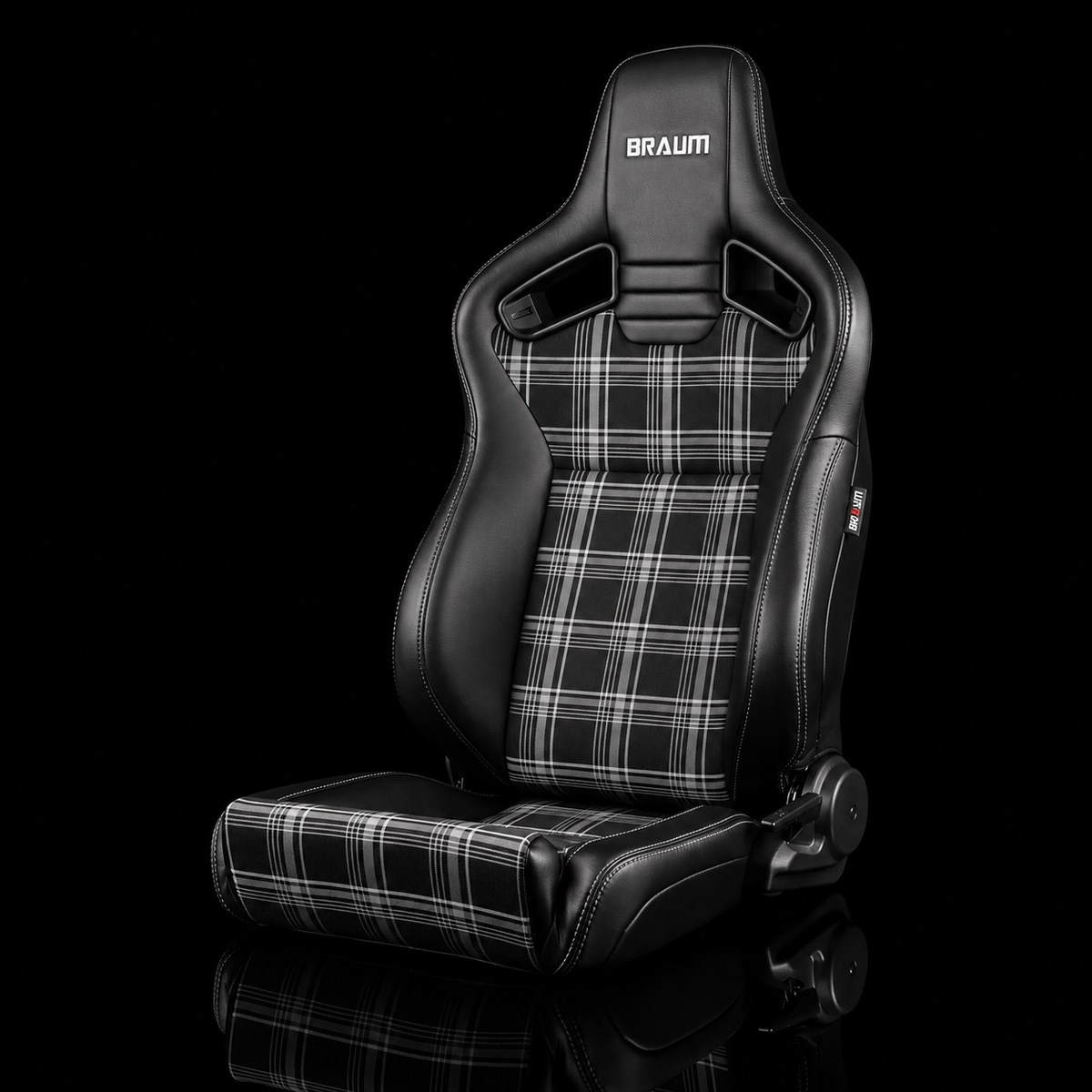Braum BRR1-GPLB2 — Black Leatherette | Grey Plaid Fabric | Low Bolster Version - [Pre-Order] ETA Ships 10.15.26