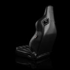Braum Racing ELITE V2 Series Sport Reclinable Seats PAIR - Black Leatherette / Grey Plaid / Low Bolster Version