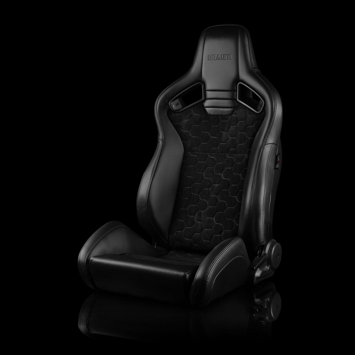 Braum BRR1-HXGS2 — Black Leatherette | Honeycomb Suede | Grey Stitching