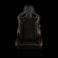 Braum Racing ELITE V2 Series Sport Reclinable Seats PAIR - Black Leatherette / Honeycomb Suede / Red Stitching