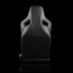 Braum Racing ELITE V2 Series Sport Reclinable Seats PAIR - Black Leatherette / Honeycomb Suede / Red Stitching
