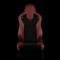 Braum Racing ELITE V2 Series Sport Reclinable Seats PAIR - Maroon Leatherette / Black Suede / Low Bolster Version