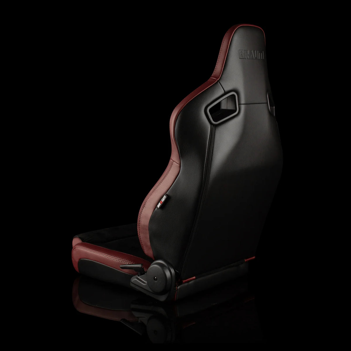 Braum Racing ELITE V2 Series Sport Reclinable Seats PAIR - Maroon Leatherette / Black Suede / Low Bolster Version