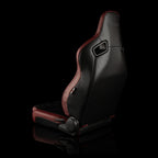Braum Racing ELITE V2 Series Sport Reclinable Seats PAIR - Maroon Leatherette / Black Suede / Low Bolster Version