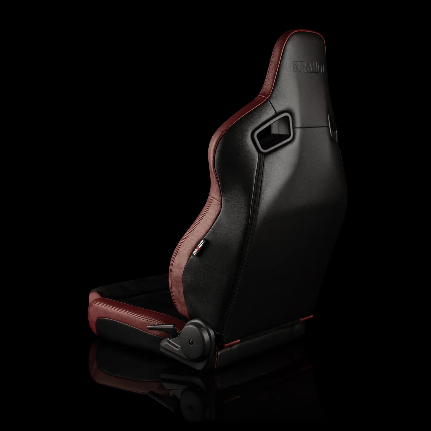 Braum Racing ELITE V2 Series Sport Reclinable Seats PAIR - Maroon Leatherette / Black Suede / Low Bolster Version