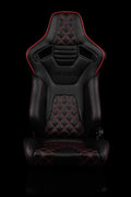 BRAUM ELITE-X Series Sport Reclinable Seats - Pair - Black Diamond (Red Trim)