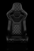BRAUM ELITE-X Series Sport Reclinable Seats - Pair - Black Diamond (White Trim)