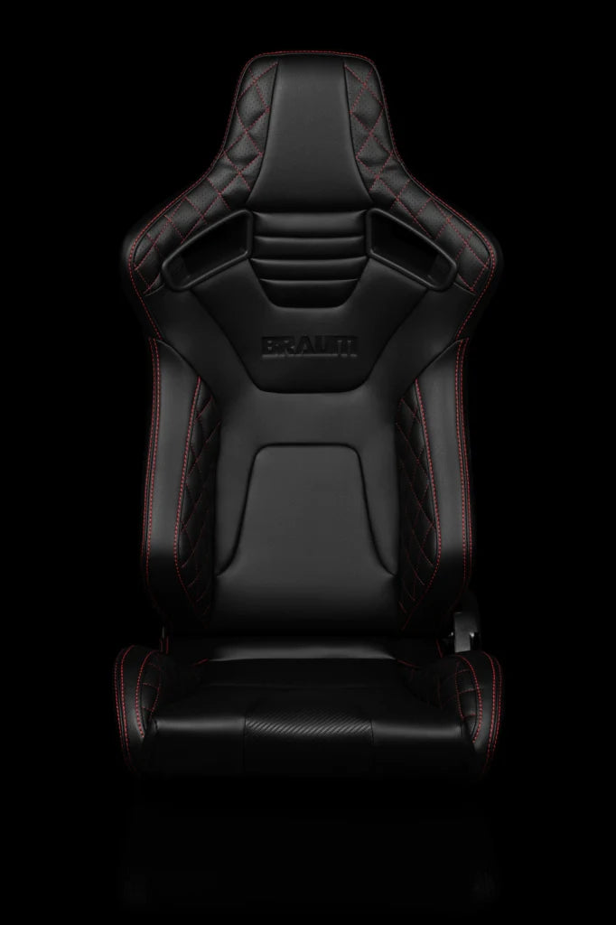 BRAUM ELITE-X Series Sport Reclinable Seats - Pair - Black Diamond (Red Stitching)