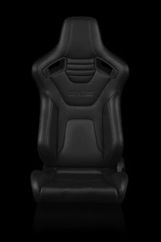 BRAUM ELITE-X Series Sport Reclinable Seats - Pair - Black Leatherette (Black Stitching)
