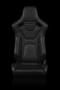 BRAUM ELITE-X Series Sport Reclinable Seats - Pair - Black Leatherette (Red Stitching)