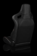 BRAUM ELITE-X Series Sport Reclinable Seats - Pair - Black Leatherette (Red Stitching)