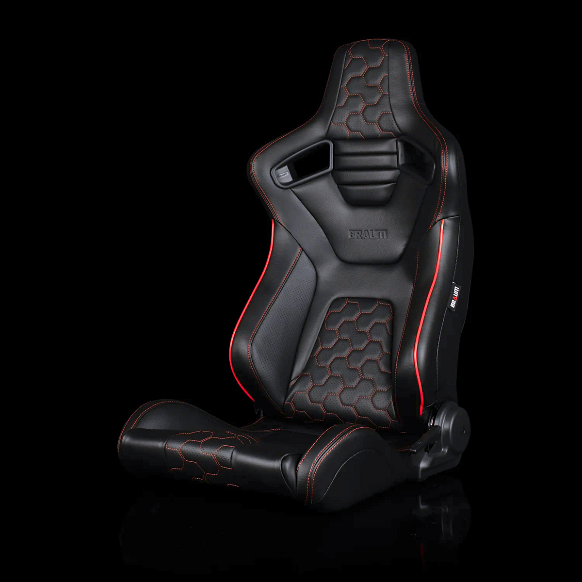 Braum BRR1X-HXRS — Black Leatherette | Honeycomb | Red Trim