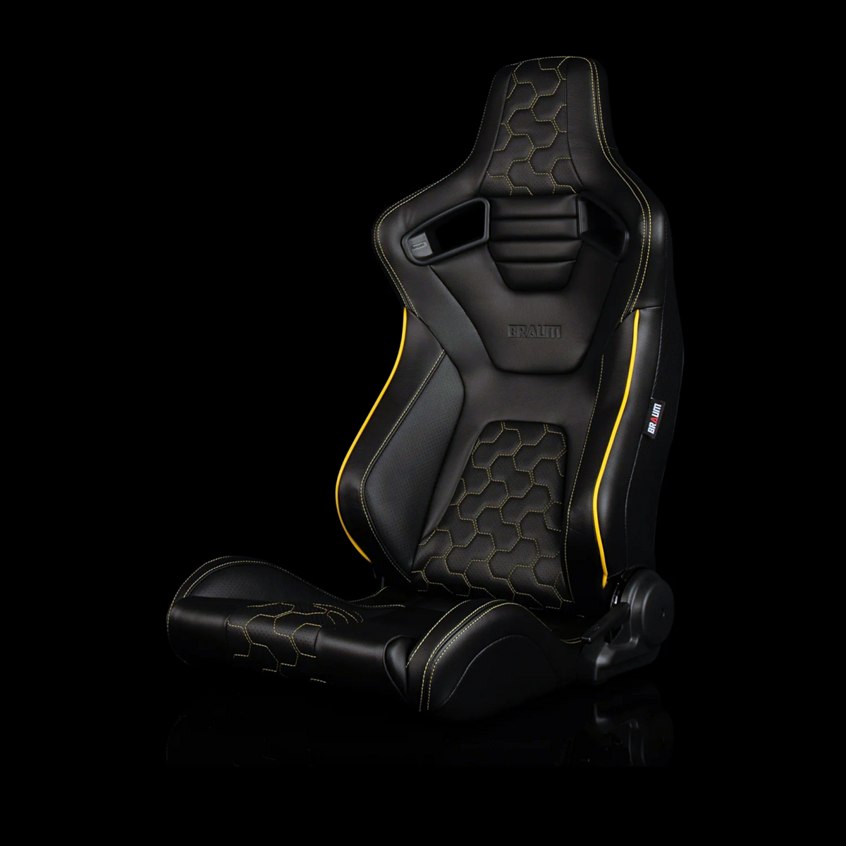 Braum BRR1X-HXYS — Black Leatherette | Honeycomb | Yellow Trim