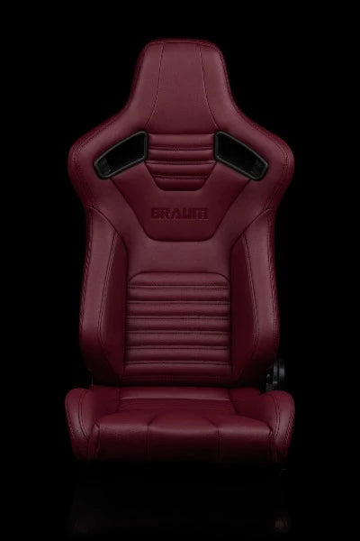 BRAUM ELITE-X Series Sport Reclinable Seats - Pair - Maroon Leatherette