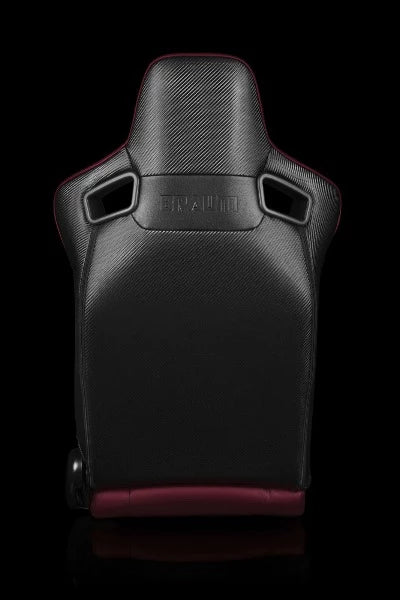 BRAUM ELITE-X Series Sport Reclinable Seats - Pair - Maroon Leatherette