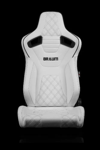 BRAUM ELITE-X Series Sport Reclinable Seats - Pair - White Diamond (Black Trim)