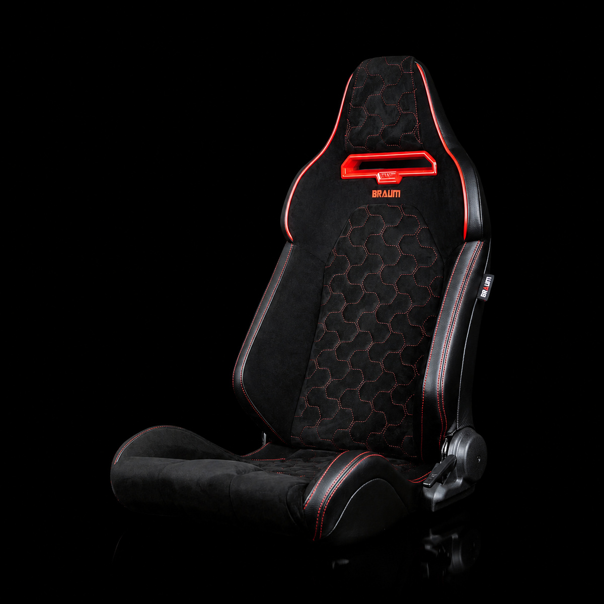 Braum VIPER-X BRR3-HXRS3 — Black Alcantara | Honeycomb Red Stitching | Red Grommets