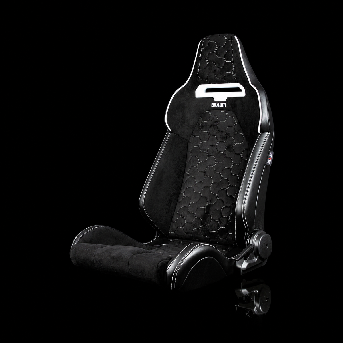 Braum VIPER-X BRR3-HXWS3 — Black Alcantara | Honeycomb White Stitching | White Grommets