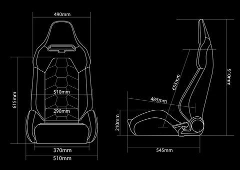 Braum Racing VIPER-X Series Sport Reclinable Seats- Pair - Black Jacquard (White Piping)