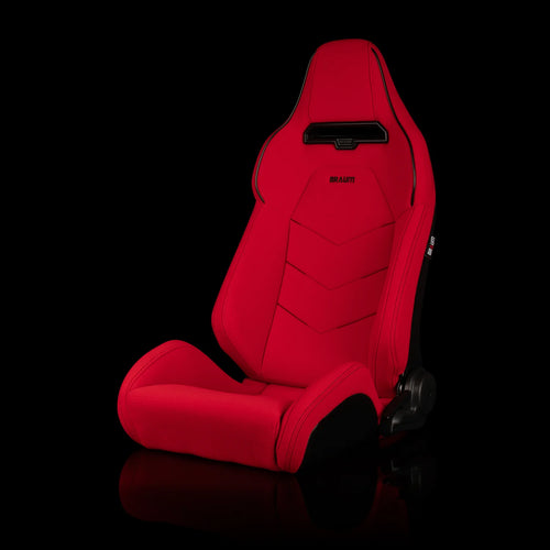 Braum Racing VIPER-X Series Sport Reclinable Seats- Pair - Red Jacquard (Black Piping)