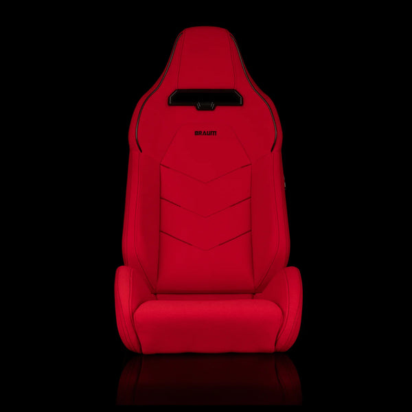 Braum Racing VIPER-X Series Sport Reclinable Seats- Pair - Red Jacquard (Black Piping)