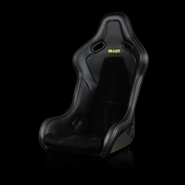 Braum Racing FALCON-S Series Fixed Back Bucket Composite Seat - Pair - Black Leatherette / Alcantara Inserts