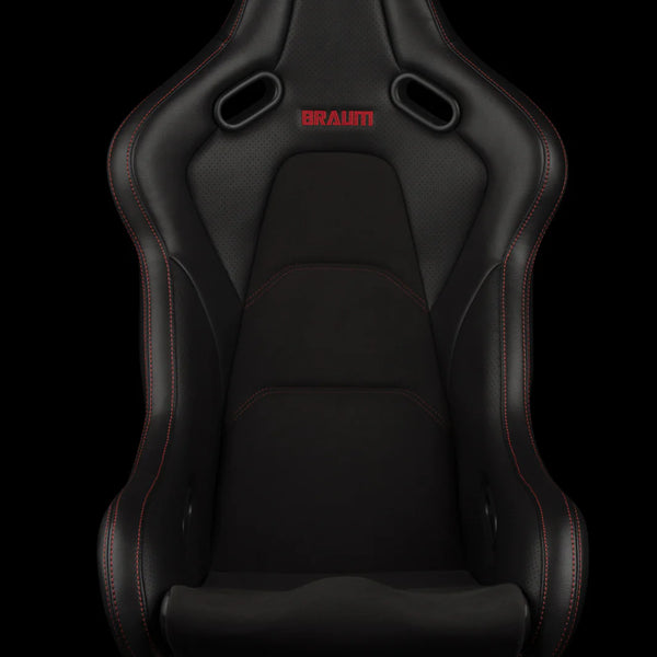 Braum Racing FALCON-S Series Fixed Back Bucket Composite Seat - Pair - Black Leatherette / Alcantara Inserts