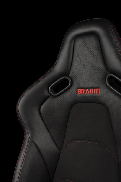 Braum Racing FALCON-S Series Fixed Back Bucket Composite Seat - Pair - Black Leatherette / Alcantara Inserts