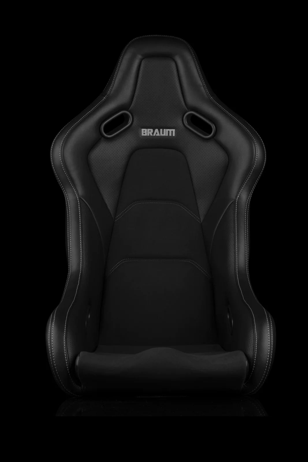 Braum Racing FALCON-S Series Fixed Back Bucket Composite Seat - Pair - Black Leatherette / White Stitching