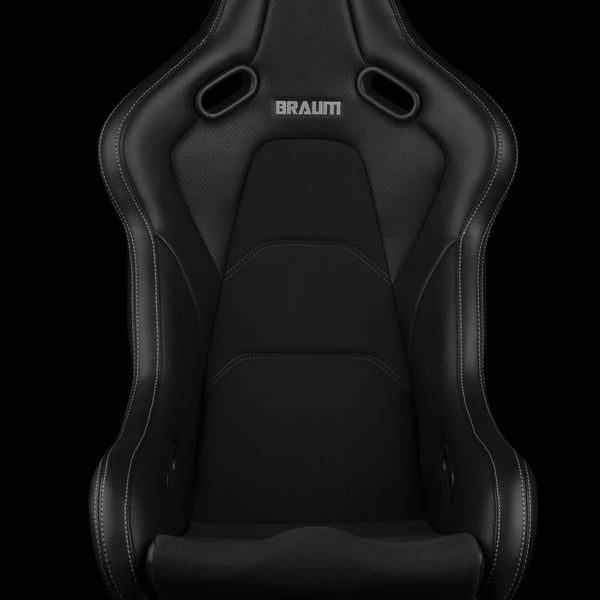 Braum Racing FALCON-S Series Fixed Back Bucket Composite Seat - Pair - Black Leatherette / White Stitching