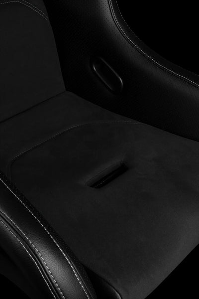 Braum Racing FALCON-S Series Fixed Back Bucket Composite Seat - Pair - Black Leatherette / White Stitching