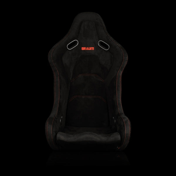 Braum Racing FALCON-S Series Fixed Back Bucket Composite Seat - Pair - Black Alcantara / Red Stitching