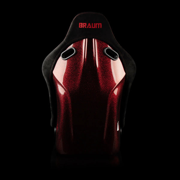 Braum Racing FALCON-S Series Fixed Back Bucket Composite Seat - Pair - Black Alcantara / Red Stitching