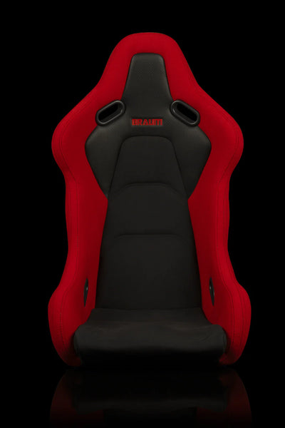 Braum Racing FALCON-S Series Fixed Back Bucket Composite Seat - Pair - Red Cloth / Alcantara Inserts