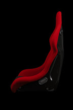 Braum Racing FALCON-S Series Fixed Back Bucket Composite Seat - Pair - Red Cloth / Alcantara Inserts