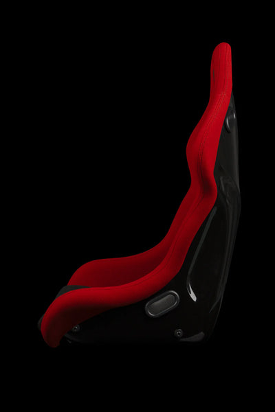 Braum Racing FALCON-S Series Fixed Back Bucket Composite Seat - Pair - Red Cloth / Alcantara Inserts