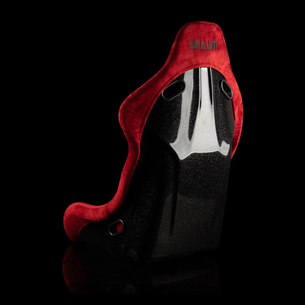 Braum Racing FALCON-S Series Fixed Back Bucket Composite Seat - Pair - Red Alcantara / Black Stitching