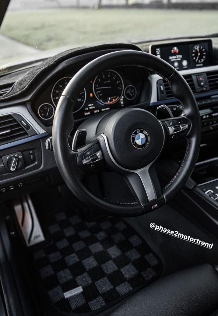 P2M Checkered Floor Mats - BMW F30 3-Series (2011-2019) - P2-CPTF304DFRDG-TP