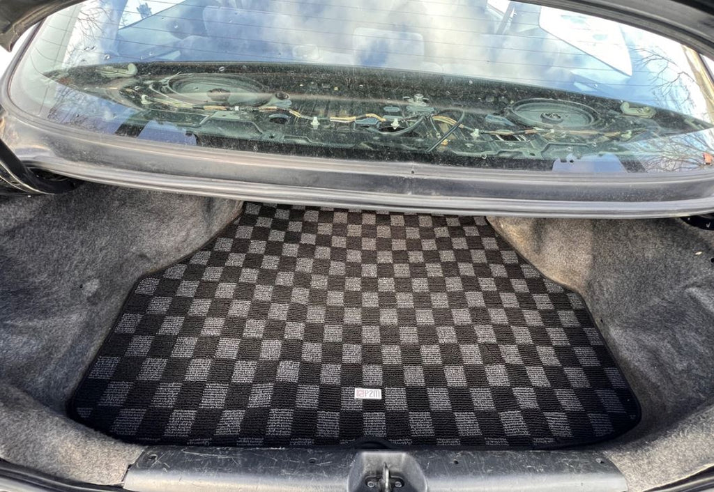 Phase 2 Motortrend (P2M) Checkered Carpet Race Trunk Mat - Honda Civic Coupe EM1 (1996-2000)